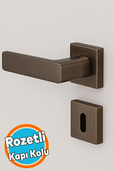 NZB İnox Titanyum Rozetli Oda Tipi Kapı Kolu Sağ Sol Uygun Modern İç Kapı Kilitli 1 Takım