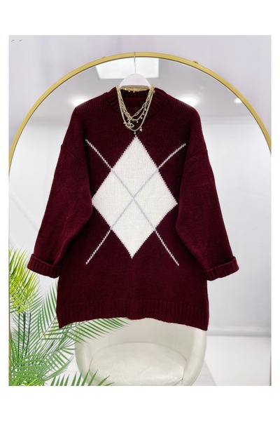 YEDİLALE Patterned Zero-Necklace Tricot Sweater [80/85 cm Medium, Can Be Ironed]