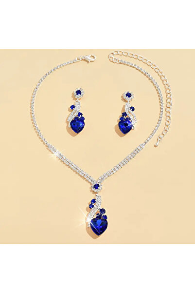 byozanyılmaz Completely Set with Stones Necklace and Earring Set