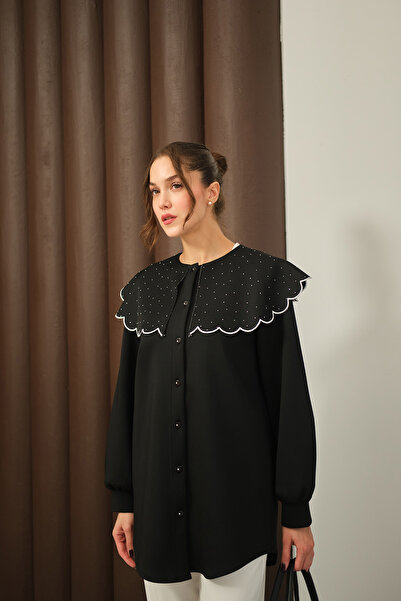 LOCCO Women's Stoned Collar Tunic Black