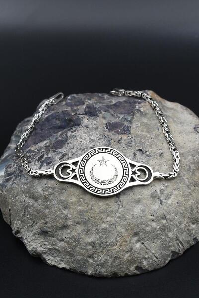 Prestige Kelime-i Tevhid Yazlı ve Ay Yıldızlı - Ay Yıldız 2mm Kral Zincir 925...