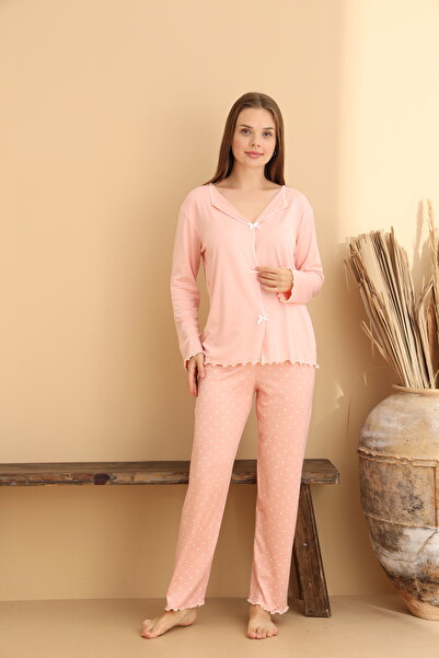ELİTOL Salmon Heart Women's Pajama Set