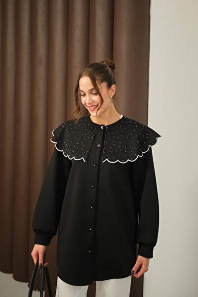 LOCCO Women's Stoned Collar Tunic Black