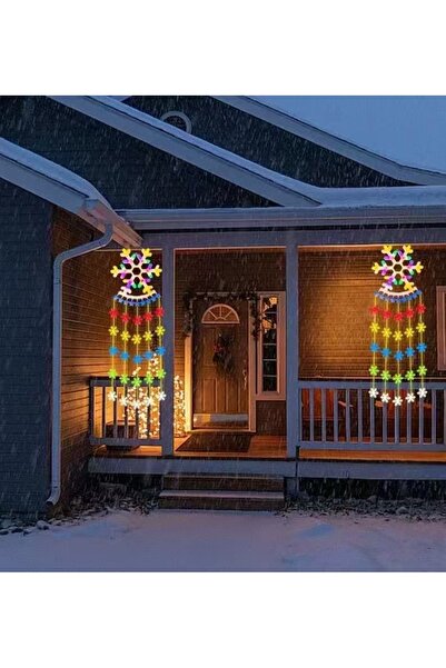 FOXMAG24 Πολύχρωμη γιρλάντα με φωτάκια, τύπου νιφάδας χιονιού, μήκος 160 cm, ...