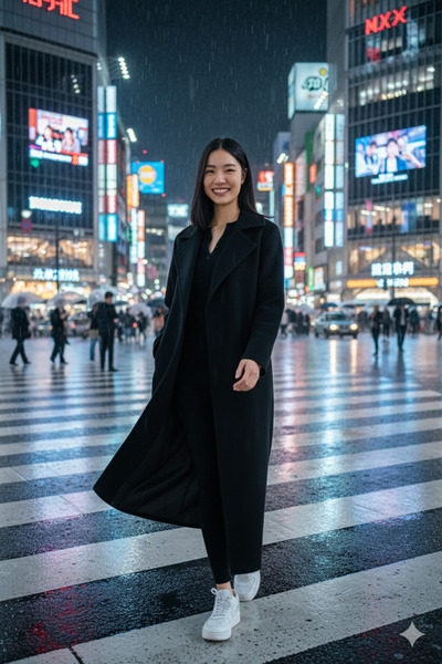 LİMABEL Csmn Black Coat with Belted Pockets Knee-Length Long Cashmere Winter Women's Coat-5