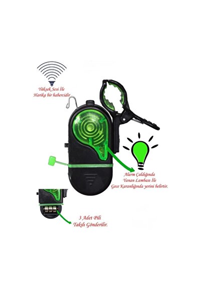 BAUER 2 Adet Olta Kamış Rod Alarmı Zili Işıklı 2 Adet