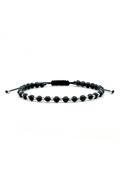 Velar Bracelets Bratara din Snur cu Pietre Semipretioase Vulcanice si Bile din Argint 925