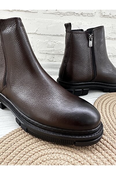 Cyber Genuine Leather Guaranteed Double Zipper Men's Boots Water and Cold Resistant Sewn Rubber Anti-Slip Soles