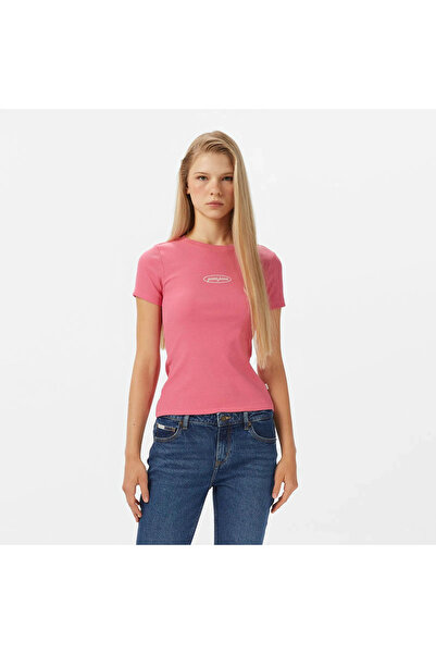 Guess Women's Pink Slim Fit Logo T-Shirt W5Yp37Ka0H1-A619