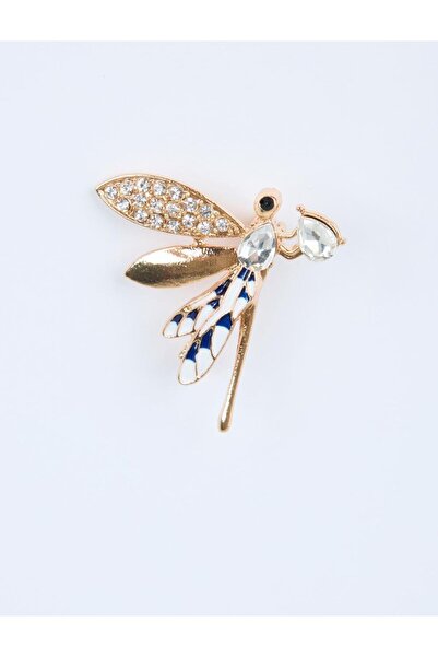 Jimmy Key Altın Renkli Yusufcuk Figürlü Taşlı Broş
