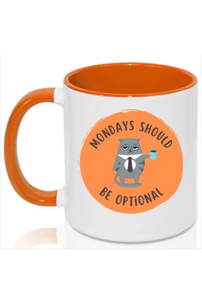 SiestaSafari Coffee Mug Mondays Should Be Optional Cat - Orange