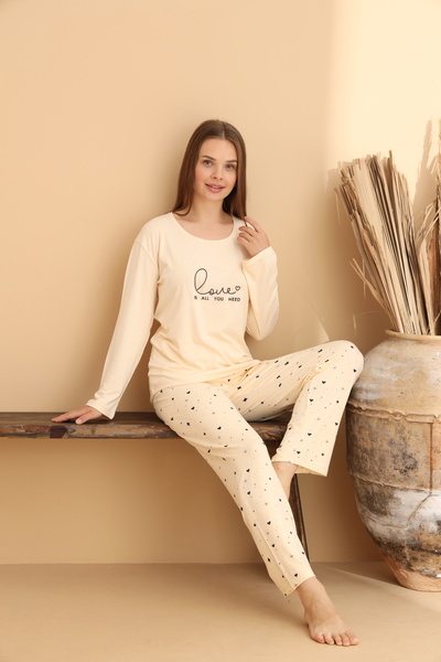 ELİTOL Love Sarı Pijama Takımı