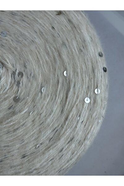 Pİ Yarn İri pullu krem renk moher ip