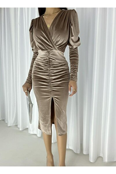 Modafeminen Rochie de seară cu guler dublu, cu detaliu elastic din catifea 58...