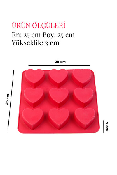 grimorlife Silicone 9-Cavity Heart Cake and Chocolate Mold Baking Mold Non-Stick