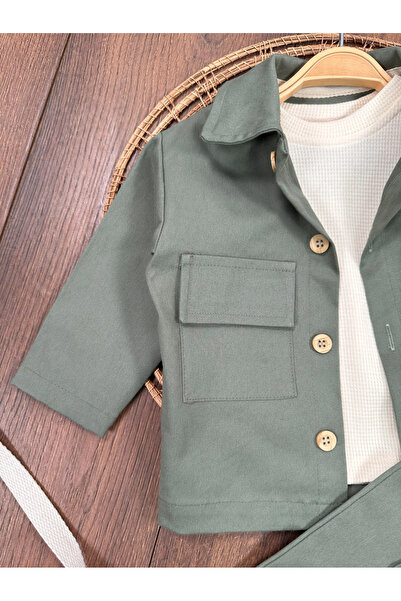 BİSCOİ Babybiscoi Pleated Waist Elasticated Waffle Sweat Baby Boy Lycra Gabardine Suit