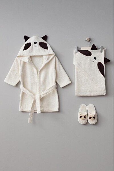 Bebitof Cute Raccoon Patterned 100% Cotton Baby Bathrobe Set 0-2 Years Old Boxed