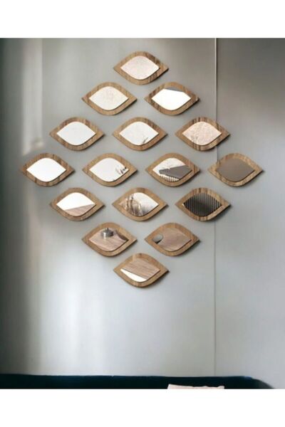 kesim sanat atölyesi Su Damlası Dekoratif Ayna Seti Ahşap 16 Adet Pleksi Ayna