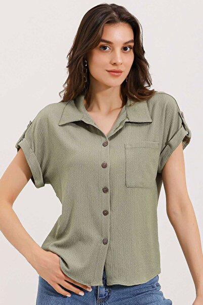 Hiccup Bdart Pocket Detailed Textured Shirt