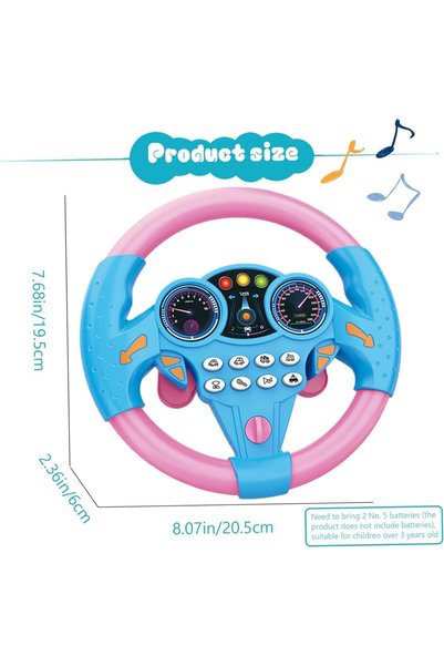 AYEBIA Kids Steering Wheel Toy with Light & Sound – Simulated Driving Controller 21×3.5×21 cm