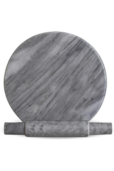 Lion Natural Marble Chakla Belan Set – 30 cm Round Rolling Board with 31.5 cm Rolling Pin ( Grey )