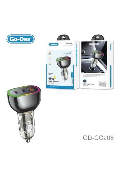 Go-Des GD-CC208 Super Charging 68W Car Adapter