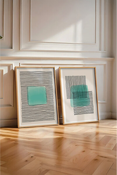 huhuli Set de pictură cu 2 piese cu ramă din lemn Huhu141