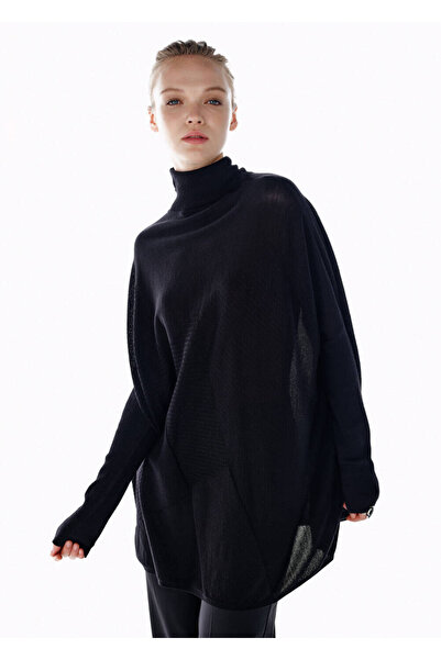 Knitss Black Merino Wool Blend Knit Tunic