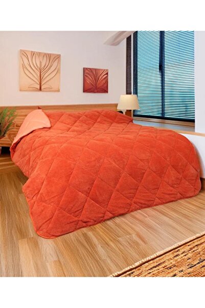 CT STONES لحاف ويلسوفت مزدوج 200*220 ذو وجهين - برتقالي