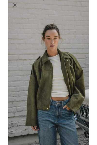 neslihansarıca سترة، سترة بومبر من الجلد المدبوغ