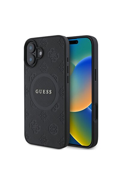 Guess Θήκη για iPhone 16 Saffiano MagSafe - Μαύρη