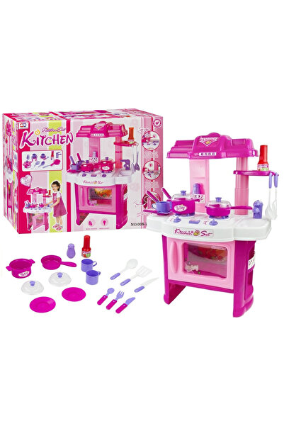 LeanToys Bucatarie electronica pentru copii accesorizata Little Chef Pink