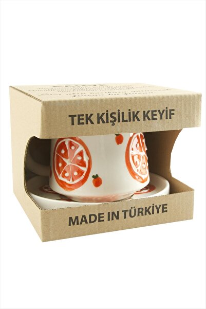CT STONES Orange Patterned Ceramic Plate Mug
