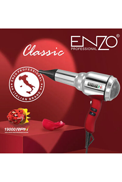 Enzo Professional ENZO EN-8228 High-Power Retro Hair Dryer Stainless Steel AC Motor for Fast Drying & Salon Results