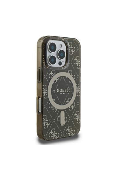Guess Θήκη για iPhone 16 Pro, IML 4G Background MagSafe, Καφέ