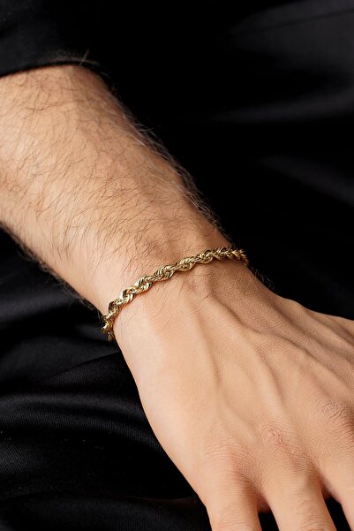 Fiyonk Kuyumculuk 14 Ayar Altın Burgu Halat Zincir Erkek Bileklik 5.15 mm