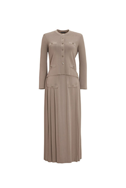 MISS DALIDA Cep Kapaklı Triko Vizon Ceket