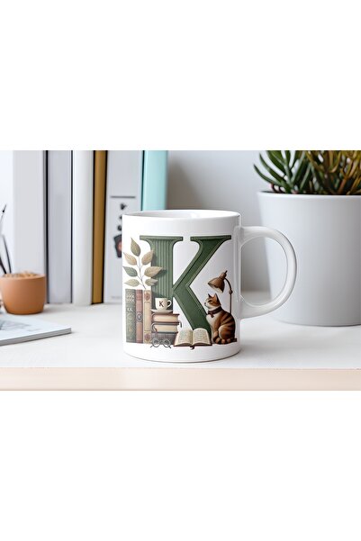 Beramussa كوب مع شخصيات على شكل حرف K وقطة وكتب - خاص لمحبي الكتب والقطط - هد...