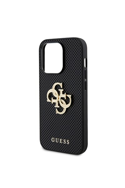 Guess Θήκη για iPhone 15 Pro, Διάτρητο λογότυπο 3D, Λεπτή σχεδίαση, Μαύρη