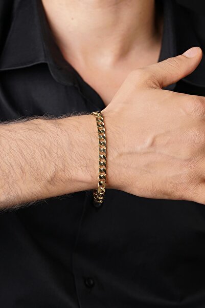 Fiyonk Kuyumculuk 14 Ayar Altın Gurmet Zincir Erkek Bileklik 6.80 mm