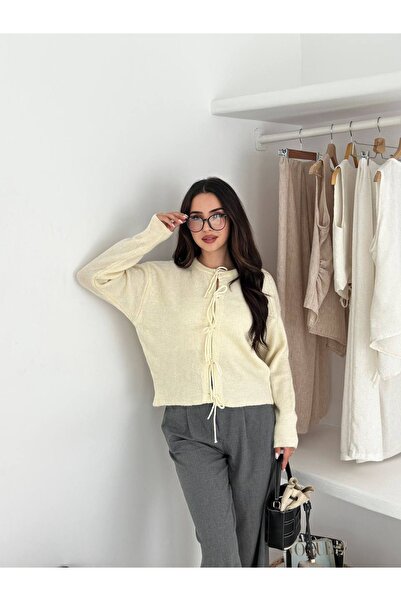 gozdefashion سترة نسائية من الموهير سميكة ذات أربطة