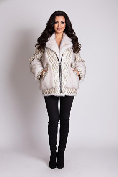 MELIDIA A702244 Aguaje Zincirli Payetli Kürklü Kaban