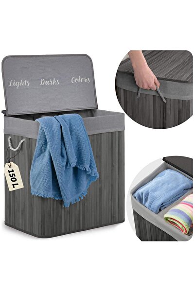 Other Coș de rufe din bambus cu capac 150 l Massido