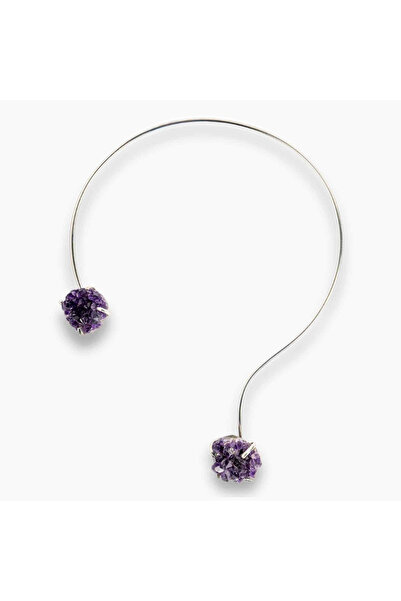 craftmystic Colier tip choker din argint cu ametist, druză - Protecție și energie pozitivă