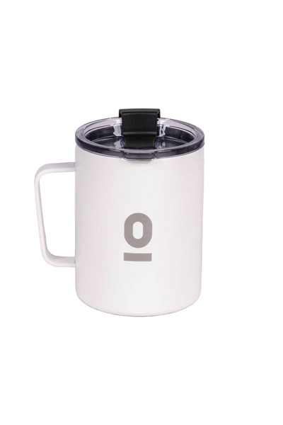 Espressolab Stainless Steel White Metal Mug 420 ml Vacuum Lid Heat Insulated No:90