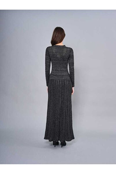 SERPİL Desenli Uzun Triko Hırkalı Elbise Takımı 51202