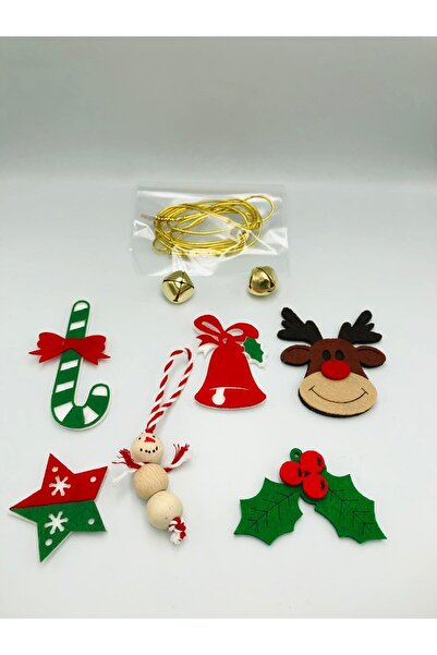 DUCK HOBY 9 Parça Yılbaşı Keçe Motif Set Keçe Motif Keçe Süs Süsleme Ağaç Süsü