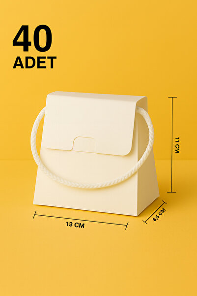 ByMeyla 40 Adet Özel Tasarım Hediye Kutusu Hediye Çanta Boş Karton Çanta Hediyelik, Beyaz Desenli