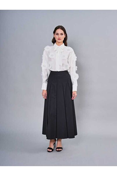 SERPİL Yüksek Bel Piliseli Uzun Kadın Etek 51139