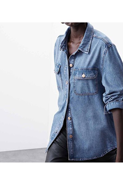 ESNOA KADIN ÇİFT CEP KAPAKLI DÜĞMELİ LYOCELL DENİM RELAXED PREMİUM KALİTE ORT...